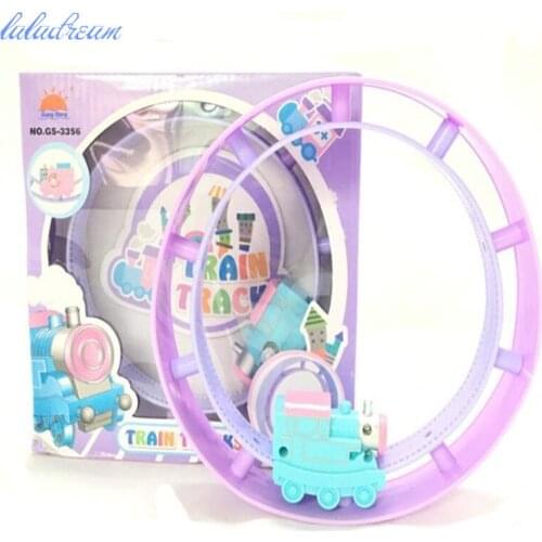 Cartoon circular Rail train wind-up toy Plastic car Model Toys For Children return spring Toy for children Classic toys
