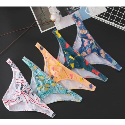 Men Underwear Mens Sexy Print Briefs Men Bikini Low Waist Breathable Cotton Gay Underwear Underpants Male Underwear Intimates