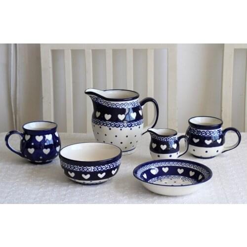 Pack of 6 Blue Flavor Dinnerware Sets Milk Cup Dishes Plates Cup Bowl Saucer Set Classic Pattern Japanese Style