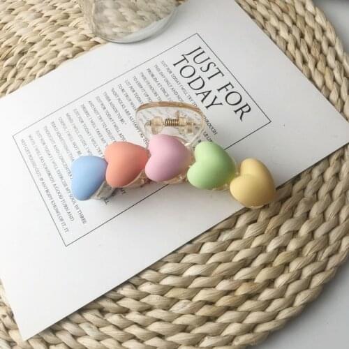 2021 new candy color love frosted clip shark clip female acrylic hairpin Korean clip headwear
