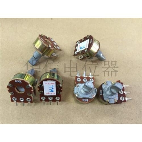 Original new 100% import membrane type 148 double potentiometer B10K B50K handle length 15MMF (SWITCH)
