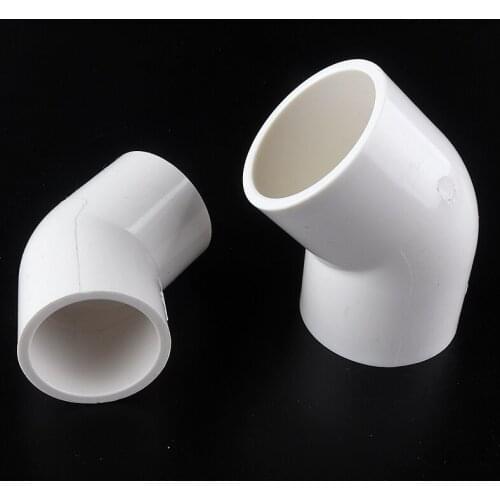1pc Big Size 63~200mm PVC Pipe 45° Equal Elbow Connector Fittings Irrigation System Water Supply White Hard Tube Parts