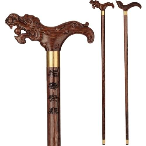 The old wood carved stick TZ vegetarian chicken wings wood rosewood crutches leading the elderly cane Walker