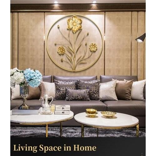 Nordic Luxury Wrought Iorn Flower Wall Murals Home Livingroom Background Wall Sticker Decoration Hotel Hall Wall Hanging Crafts