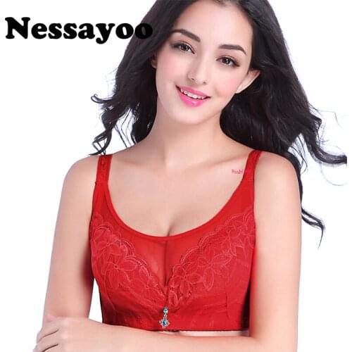 Nessayoo Sexy bh push up bra underwear women plus size bras 95 C D full cup lace bralette soft wireless lingerie bassiere femme
