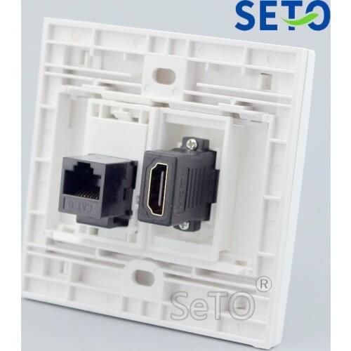 SeTo 86 Type RJ45 Cat6 Network + HDMI Assorted Panel Wall Plate Socket Keystone Faceplate