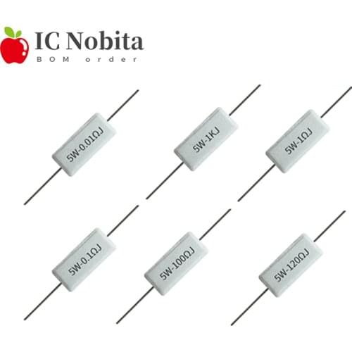 10PCS 5W Cement Resistance Power Resistance 0.01R ~ 150K 0.5R 1R 10R 100R 0.22 0.33 0.5 1 2 5 8 10 15 20 25 30 100 1K 10K Ohm
