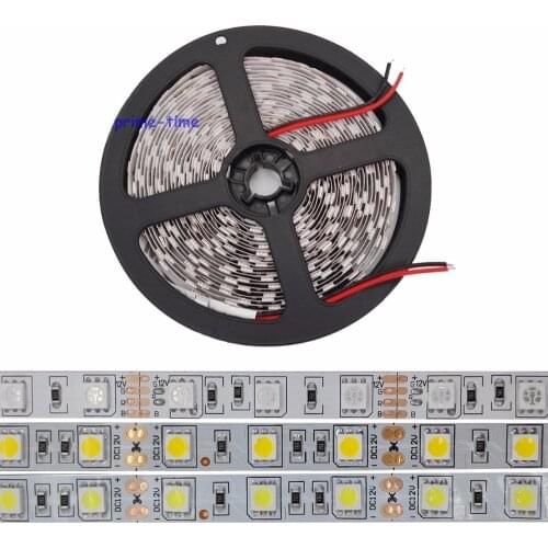 5m 5050 SMD LED strip 60Led/m, 12V LED tape, white/warm white/blue/green/red/yellow/RGB, Non-waterproof Free Shipping