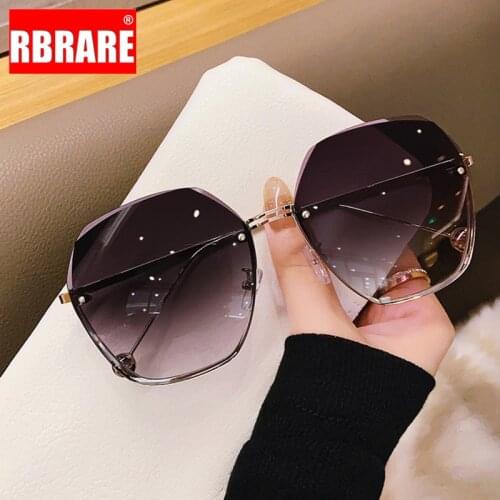 RBRARE High-quality Gradient Metal Sunglasses Women 2021 Luxury Brand Rimless Sunglasses Fashion Vintage Gafas De Sol Mujer