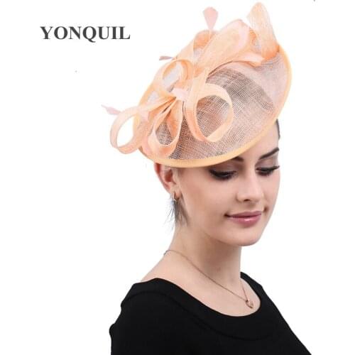 Classic Sinamay Bow Fascinator With Clips Women Elegant Millinery Linen Hats Bridal Headwear Elegant Ladies Hair Accessorie