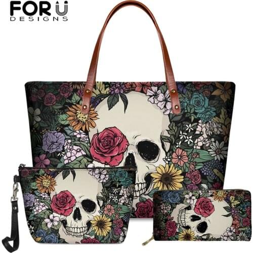 FORUDESIGNS Sugar Skull Floral Pattern Print Fashion Handbag Luxury Designer Womens Evening Bags Party Bag Casual Clutch Purses