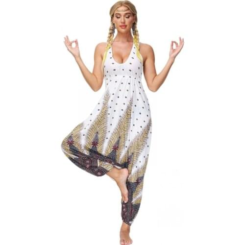 Womens Sports Yoga Pants Suspenders Sexy Jumpsuit Loose-fitting Harem Bloomers Urban Fashion Summer New Style Dashiki Street