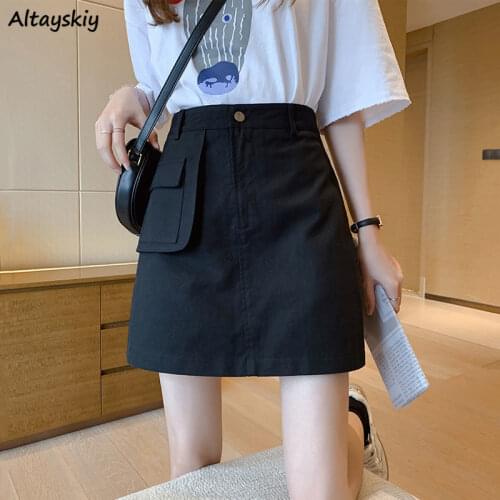 Skirts Women Ins All-match Solid Denim Leisure Simple Daily Summer Hot Sale Preppy Style Popular Teens Elegant Comfortable Chic
