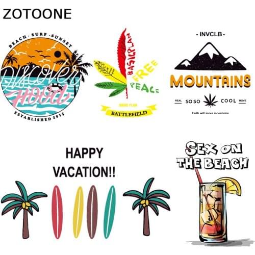 ZOTOONE Summer style Patches Iron on Patch for Clothes landscape Sticker for Kids Heat Transfers Applications DIY Appliques G