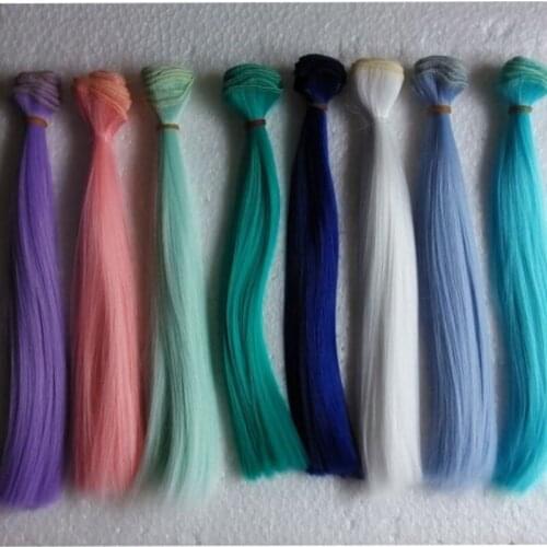 10PCS/LOT Wholesale 25*100CM Straight Blue/Green/Pink Wig 1/6 BJD Hair Doll