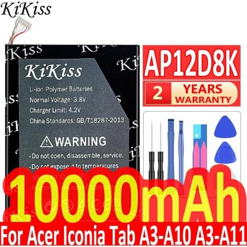 10000mAh kikiss Battery for Acer Iconia A3-A10 A3-A11 W510 W510P W511 W511P series AP12D8K 1ICP4/83/103-2 3.7V 27WH