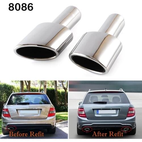 2Pcs Original Stainless Steel Exhaust Pipe Mufflers For BENZ