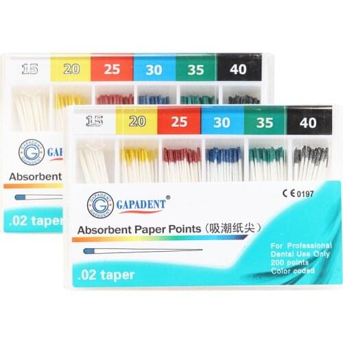 2 Packs Dental Materials Strong Absorption Pure Cotton Fiber Absorbent Paper Points #15-40 Dentist Products