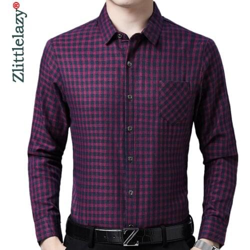 2020 brand long sleeve men social shirt streetwear casual pocket plaid shirts dress mens slim regular fit clothes fashions 90807