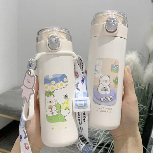 320/450ml Tumbler Cups Cartoons Stainless Steel Vacuum Flask Coffee Tea Milk Travel Cup Cute Bear Water Mugs Insulated Thermos