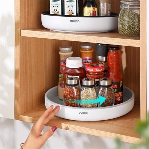 360°Rotating Storage Rack Multifunctional Round Seasoning Jar Cosmetic Spice Storage Tray Non Slip Snack Plate Kitchen Organizer