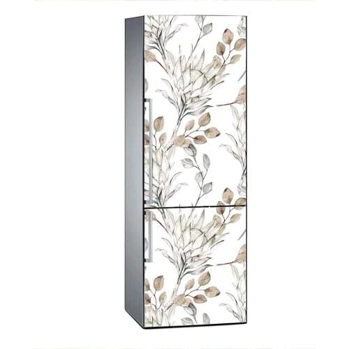 3D Fridge Sticker Hand Painted Leaf Refrigerator Cover Wall Decor Wallpaper Christmas Wall Sticker House Decoration Customizable