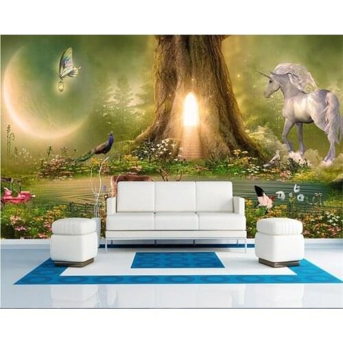 Beibehang Three-dimensional personalized seductive 3d wallpaper green fantasy forest whole house stylish background papier peint