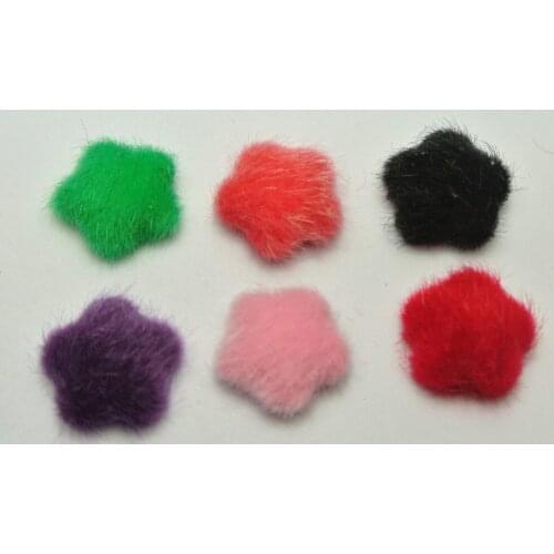 50 Mixed Color Flatback Plush Covered Buttons Star 16mm for DIY Hair Clip