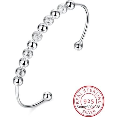 925 Sterling Silver Hot Fashion 8M Bead Bangles & Bracelet For Women Lovers Classic Simple Handmade Jewelry Adjustable