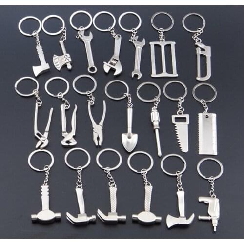 10 pcs/lot MINI Tool Keychain Wrench metal key chain Spanner hammer saw axe pliers Drill keyring key ring opener Keyfob Tools