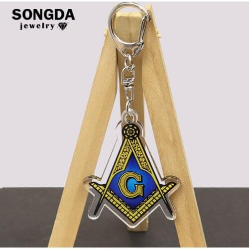 Masonic Freemason Freemasonry G Keychain Symbol Masonic Illuminati Key Holder Handmade DIY Resin Keyring Unisex Decoration Gifts