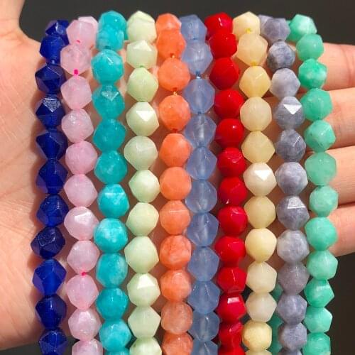 AAA Quality Pink Yellow Blue Faceted Jades Beads 8mm Spacer Loose Stone Beads for DIY Bracelet Jewelry Making Accessories 15inch