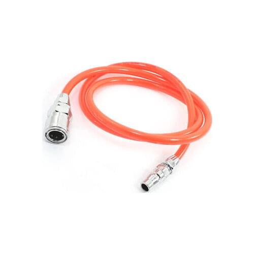 1/2" Quick Connector 8x5mm Air Compressor PU Tube Hose Pipe Orangered 1M