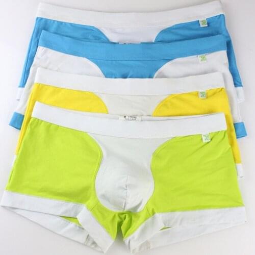 1 Piece Mens Underwear Cotton Boxer Briefs Breathable Comfortable Couples U Convex Design Color Matching