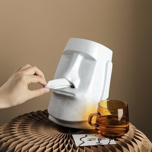 Cutelife INS Nordic Head Ceramics Tissue Box Toilet Desktop Decor Tissue Holder Kitchen Living Room Bedroom Tissue Storage Box