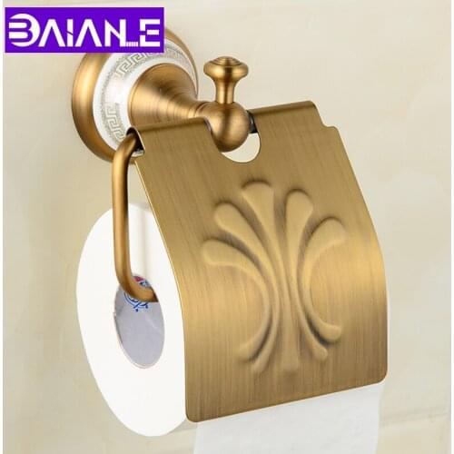 Bathroom Toilet Paper Holder Waterproof Antique Copper Ceramic Paper Towel Holder Roll Paper Wall Mounted WC Tissue Paper Holder