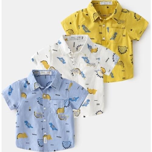 Childrens clothing new summer childrens cartoon dinosaur pattern shirt short-sleeved shirt