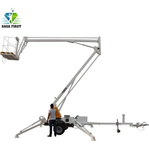 8m-16m Hydraulic telescopic folding mobile towable articulating boom lift