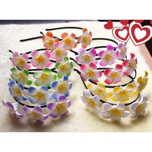 HappyKiss wedding colors The bride flowers jewelry Frangipani new foam flower elastic Hawaiian vacation necessary PE hair band