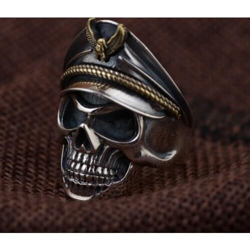 Solid 925 Silver Eagle Commander Ring PUNK Jewelry Man Ring Vintage Sterling Silver Skull Ring
