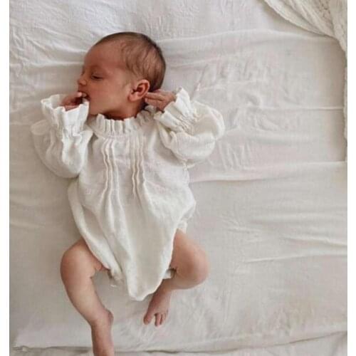 2021 new baby boys girls romper cotton linen spring summer full sleeve infants jumpsuit