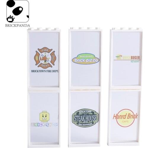 Pattern Custom Printed Building Blocks MOC Window Glass Blocks Accessories Model Figures Parts DIY Base Bricks 1x4x6 Kid Toys
