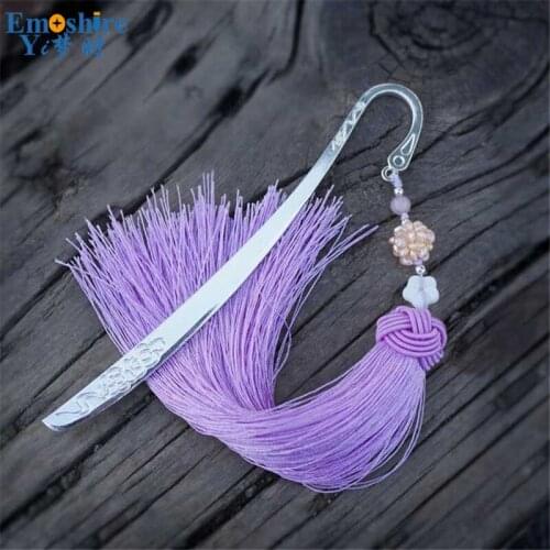 Creative Gift Lettering Bookmark Original Chinese Blue Silver Alloy Tassel Lettering Brand Bookmark for School Office Gifts M144