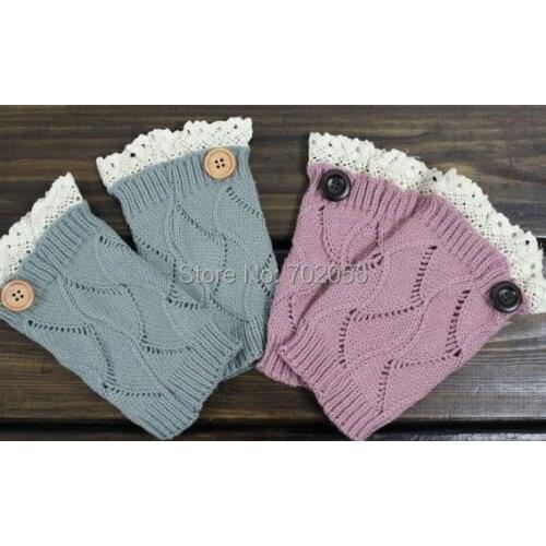 Lace button Boot Cuffs knit boot topper lace trim faux legwarmers - lace cuff - shark tank leg warmers Preorder #3736