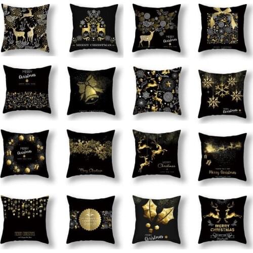 45*45cm Fashion Christmas Pillowcase Shrink Resistant Polyester Peach Skin Snowflake Throw Pillow Cover Home Decor Wholesale