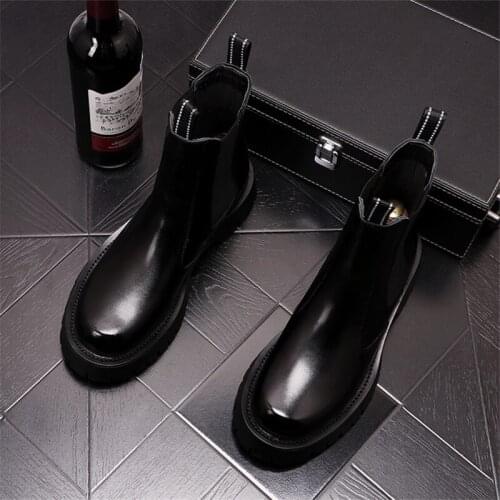 Autumn Men Punk High Tops Motorcycle Shoes Short Ankle Boots Martins Height Increasing Zapatillas Hombre