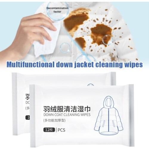12PCS Sheets Down Coat Cleaning Care Kit for Jackets Quickly Remove Stain Wet Wipes Clothes Cleaning Care Supplies CLH@8
