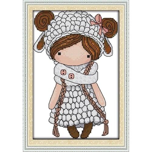 Joy Sunday Needlework Cross Stitch Sets for Embroidery Kit Printed The Magic Doll with Lamb Factory Sale Counted Cross-Stitching