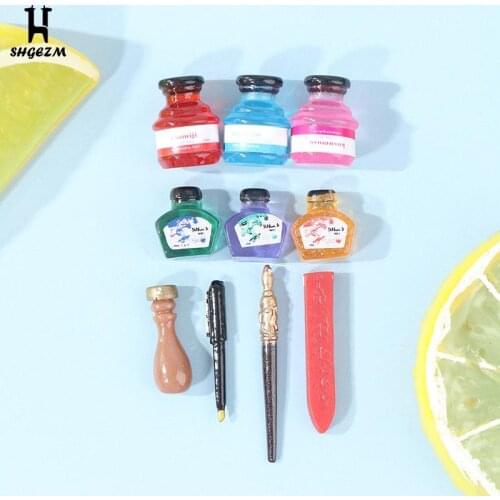 Dollhouse Miniature Color Ink And Pen Set For Doll House Stationery Accessories Used For Doll House Stationery Accessories