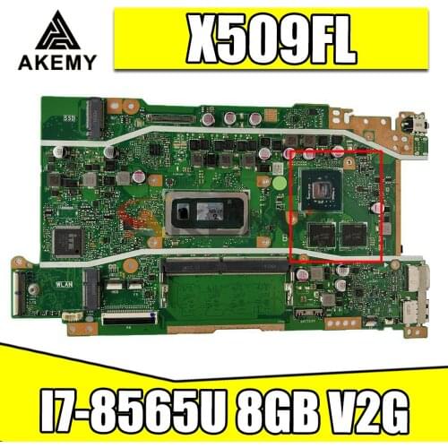Akemy X509FL original mainboard For asus Vivobook X509F X509FB X509FJ X509FL laptop motherboard mainboard with I7-8565U 8GB V2G